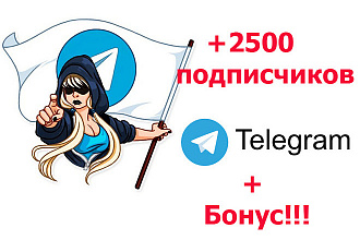 Добавлю подписчиков в телеграм 2500 шт + бонус