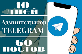 Администрирование Telegram канала 10 дней, 60 постов