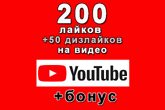 Ютуб 200 лайков+50 дизлайков на Ваше видео+бонус