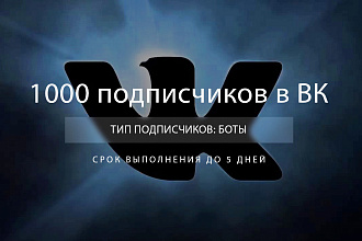 1000 подписчиков в соц сеть ВКонтакте