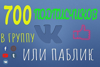 700 подписчиков на паблик или в группу Вконтакте
