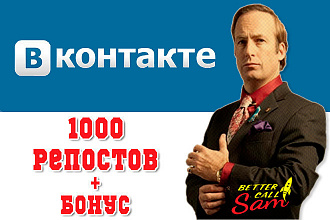 1000 Репостов живыми людьми в ВКонтакте. Высокое качество