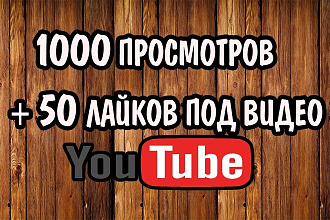 1000 Просмотров на YouTube + 50 Лайков под видео