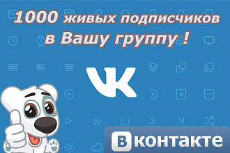 1000 подписчиков в группу ВКонтакте