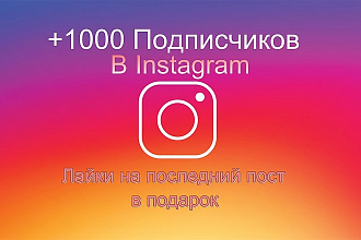 1000 Подписок на Instagram + Лайки в подарок
