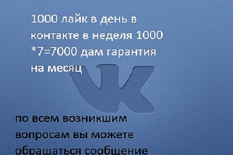 1000 лайк в день в контакте в неделя 7000 лайк дам гарантия на месяц