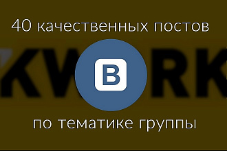 40 качественных постов по тематике группы