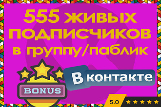 555 подписчиков в группу или паблик Вконтакте. Бонус