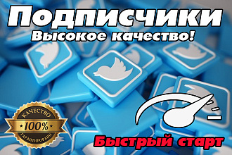 555 Реальных Подписчиков в Twitter + гарантия