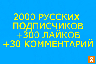 2000 подписчиков в Одноклассники раскрутка + 300 лайков + комментарии