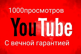 1000 просмотров на видео на Youtube с вечной гарантией