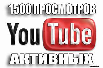 1500 Активных, реальных просмотров YouTube