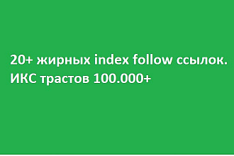 20+ жирных index follow ссылок. Общий ИКС трастов 100.000+