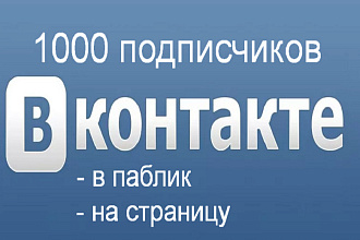 1000 подписчиков во ВКонтакте в паблик, в группу