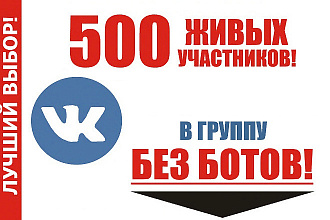 500 живых участников в группу в ВКонтакте, продвижение групп в VK