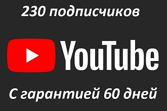 230 подписчиков на канал YouTube с гарантией 60 дней