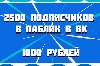 2500 Подписчиков в паблик в ВК