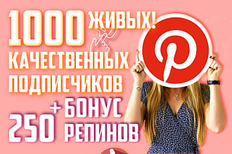 Привлеку 1000 ЖИВЫХ подписчиков на Ваш аккаунт в Pinterest +БОНУС