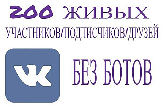 200 Живых участников в группу вк, БЕЗ ботов