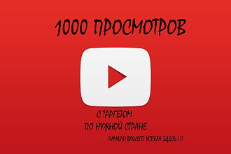 1000 живых просмотров видео youtube с таргетом по нужной стране