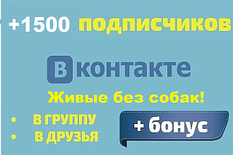 2000 подписчиков Вконтакте в Вашу Группу или страницу+Бонус 100 чел