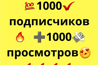 1000 инстаграм подписчиков + 1000 просмотров
