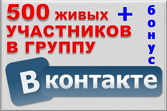 500 живых участников в группу ВКонтакте, без ботов и программ + бонус