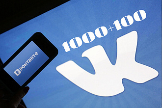 1000 подписчиков в группу или паблик Вконтакте + 100 в подарок