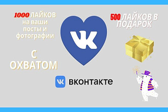 1000 лайков с охватом в ВКонтакте, можно распределить на разные посты