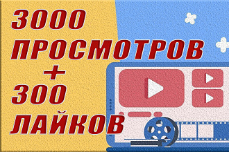 3000 Просмотров в Youtube + 300 лайков