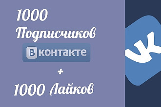1000 Подписчиков + 1000 лайков ВКонтакте
