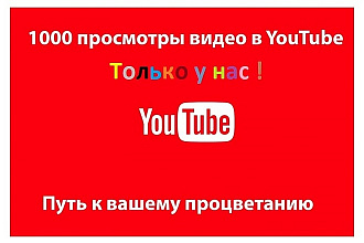 Акция Youtube Просмотры 1000 просмотров видео