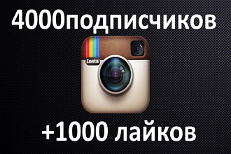 4000 подписчиков instagram + 1000 лайков + бонус