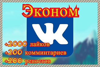 Эконом, лайки+ репосты и комментарии