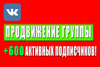 Продвижение группы, паблика в ВК +600 активных подписчиков