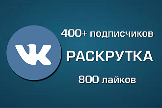 Продвижение VK - 400+ подписчиков, 800 лайков
