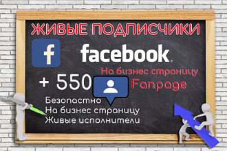 550 Подписчиков на бизнес страницу в Facebook Подписчики Fanpage
