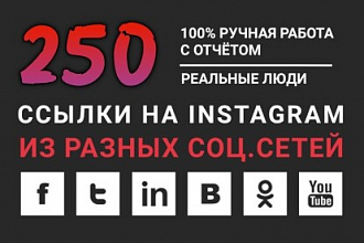 250 ссылок из разных социальных сетей на Ваш Instagram, полный Отчёт