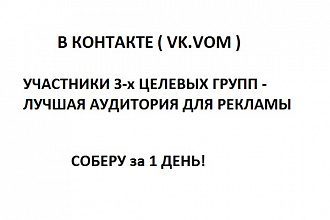 Список id VK пользователей - участников 3-х указанных Вами групп