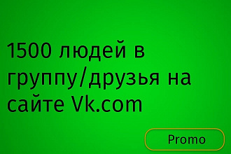1500 людей в группу или друзья на сайте Vk.com