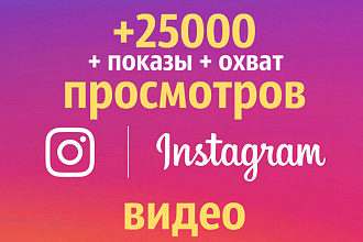 +25000 просмотров видео Instagram с показами и охватом