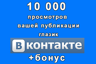 10 000 просмотров публикации глазика Вконтакте+бонус