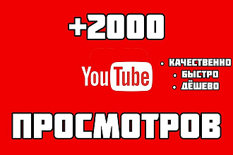 + 2000 просмотров на Ваше видео YouTube