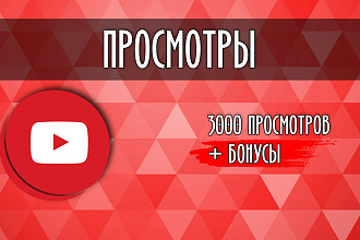 3000 реальных, без списания, просмотров на YouTube