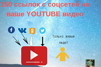 150 ссылок с соцсетей на Ваше Youtube видео