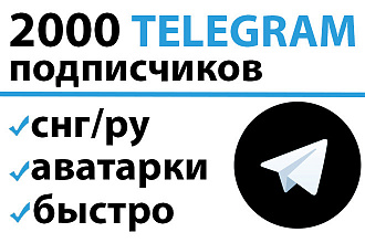 2000 Русских подписчиков на канал, группу или бота Telegram. Быстро
