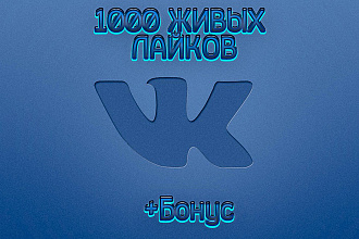 1000 живых лайков Вконтакте на записи, посты, фото + бонус