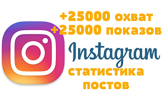 +25000 охвата и показов публикаций Instagram