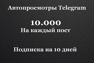 Автопросмотры в телеграм канал. 10.000 просмотры телеграм на 10 дней