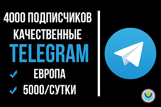 4000 подписчиков на Ваш канал в Telegram